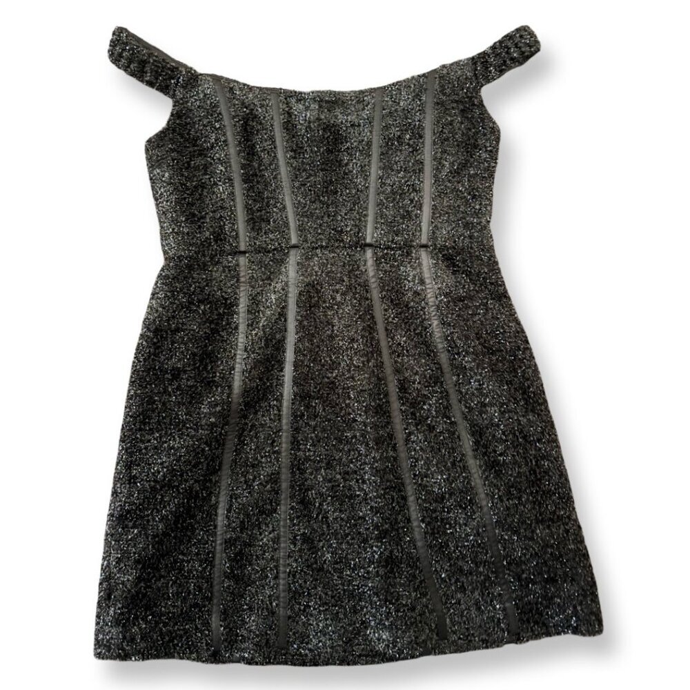 Alice McCall She's Electric Black Metallic Off Shoulder Mini Dress Size 8 - Picture 2 of 14